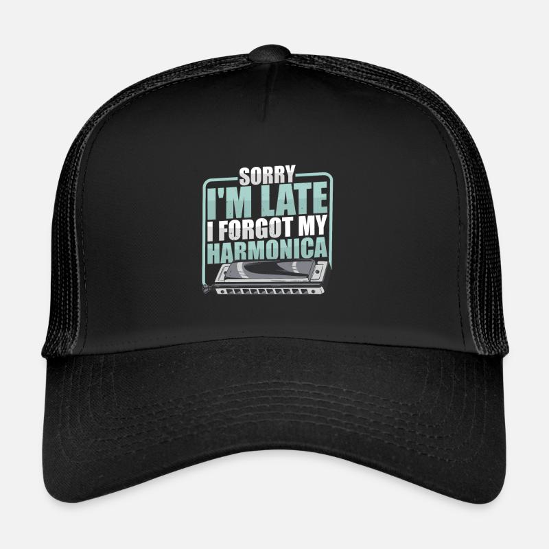 Mouth organ French harp harmonica player Trucker Cap