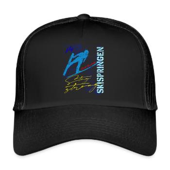 Skispringen Skispringer Wintersport - Trucker Cap - Schwarz/Schwarz - Vorne