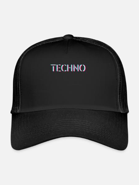 Techno Rave Festival Electro Music Raver - Casquette trucker  - noir/noir - Devant
