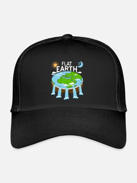 FLAT Earth Retro Flat Earther Designs - Casquette trucker  - noir/noir - Devant