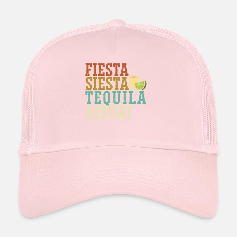 Fiesta Siesta Tequila Repeat Alcohol Drink Tequila Trucker Cap