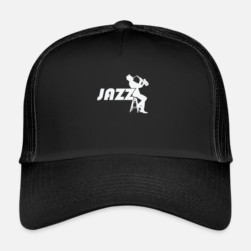 Jazz au saxophone sur un tabouret de bar Casquette trucker 