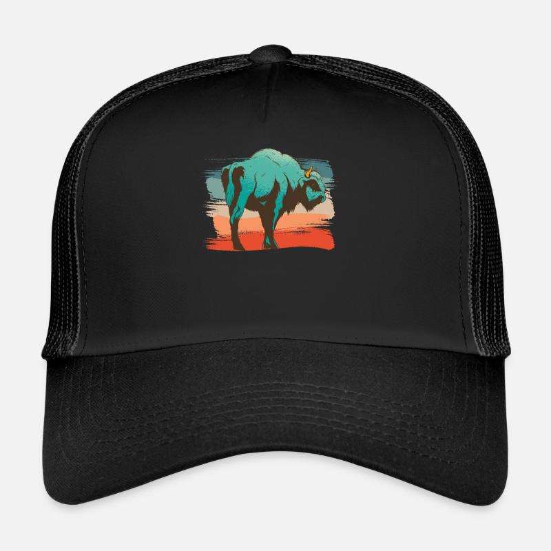 Illustration de bisons animaux Casquette trucker 