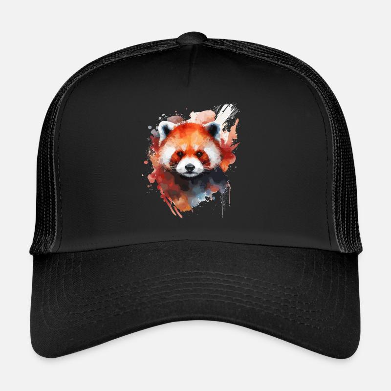 Cute red panda colorful for red panda lovers - Trucker Cap - black/black