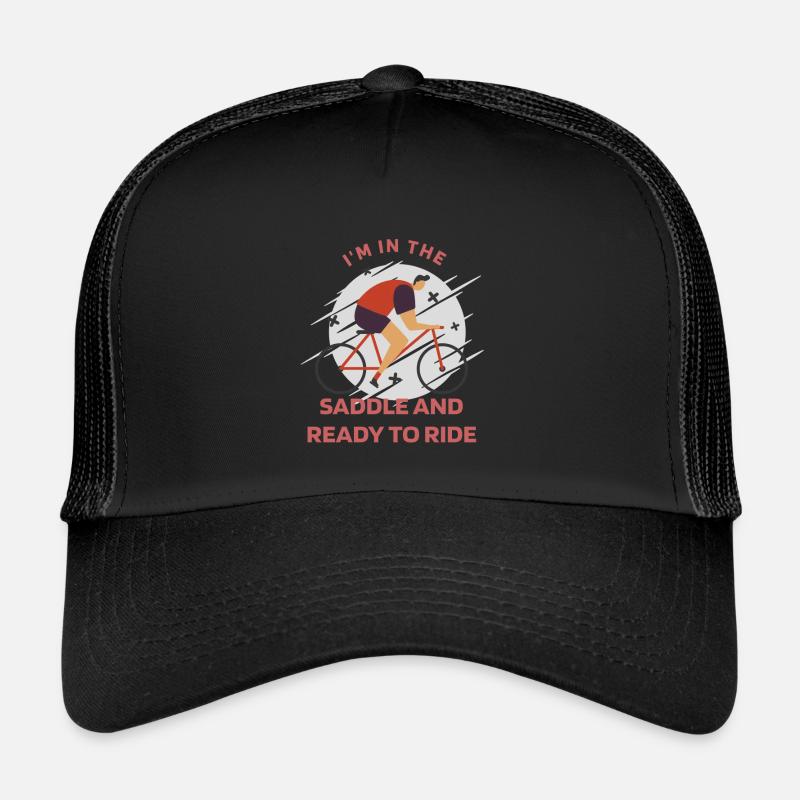 I'm In The Saddle And Ready To Ride Retro Biking Trucker Cap