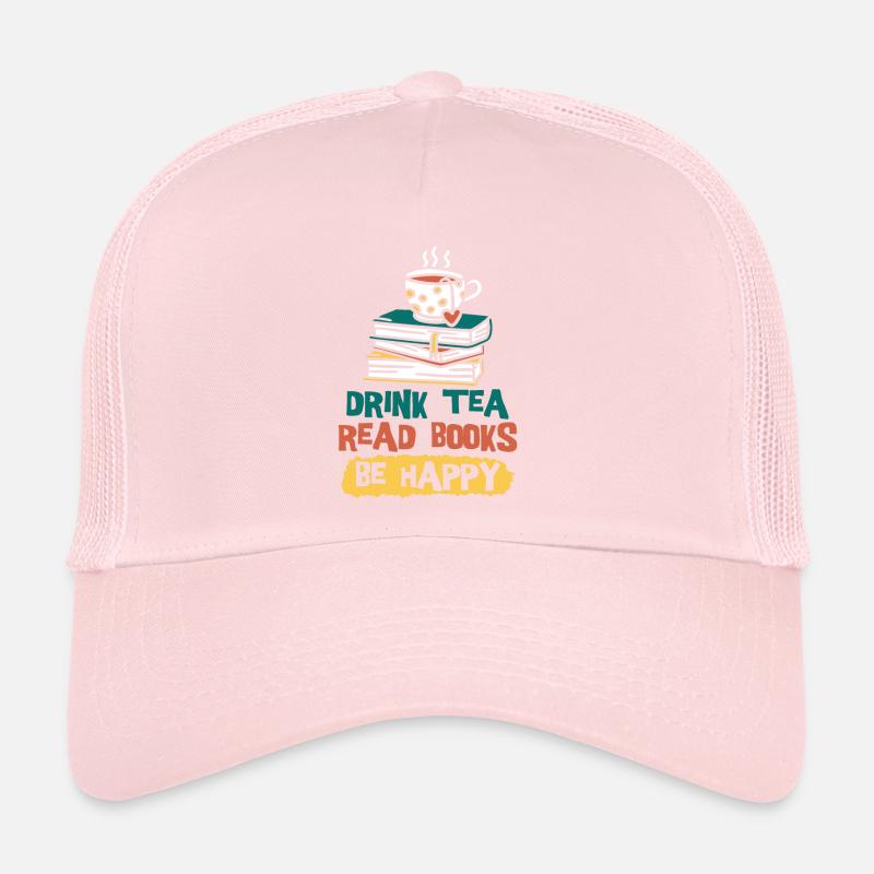 Tee Trinken Bücher Lesen Glücklich Sein Trucker Cap