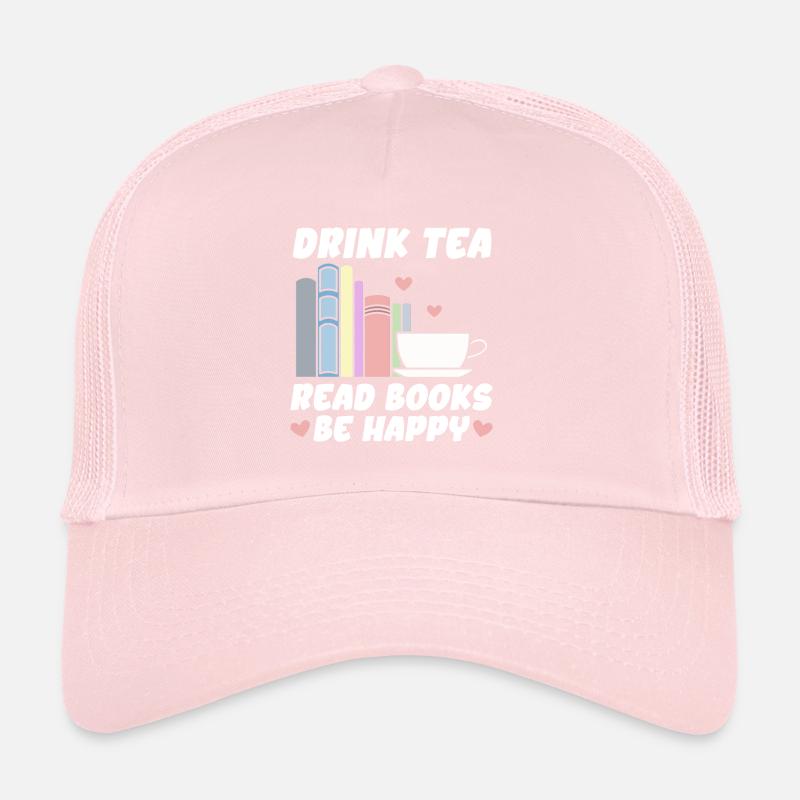 Tee Trinken Bücher Lesen Glücklich Sein Trucker Cap