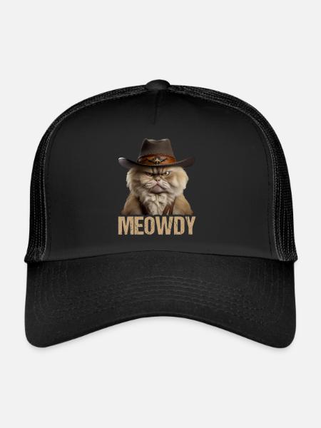 Meowdy Funny cat Meme for Cat Lovers - Trucker Cap - black/black - Front