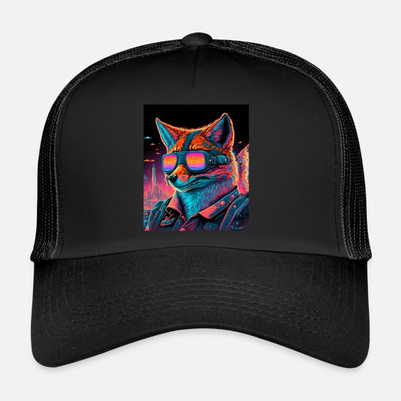 Retro Futuristic Synthwave Fox Trucker Cap
