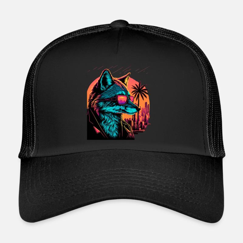 Retro Futuristic Synthwave Fox Trucker Cap