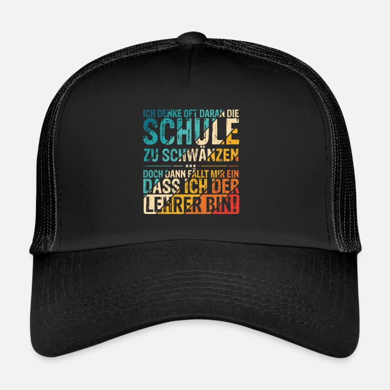Lehrer Schwänzen Schule Lustiger Spruch Geschenk L - Trucker Cap - Schwarz/Schwarz