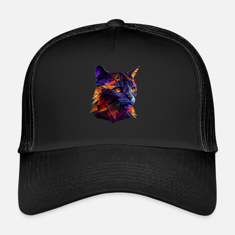 Katze Katzen Kätzchen Polygon Katze - Trucker Cap - Schwarz/Schwarz