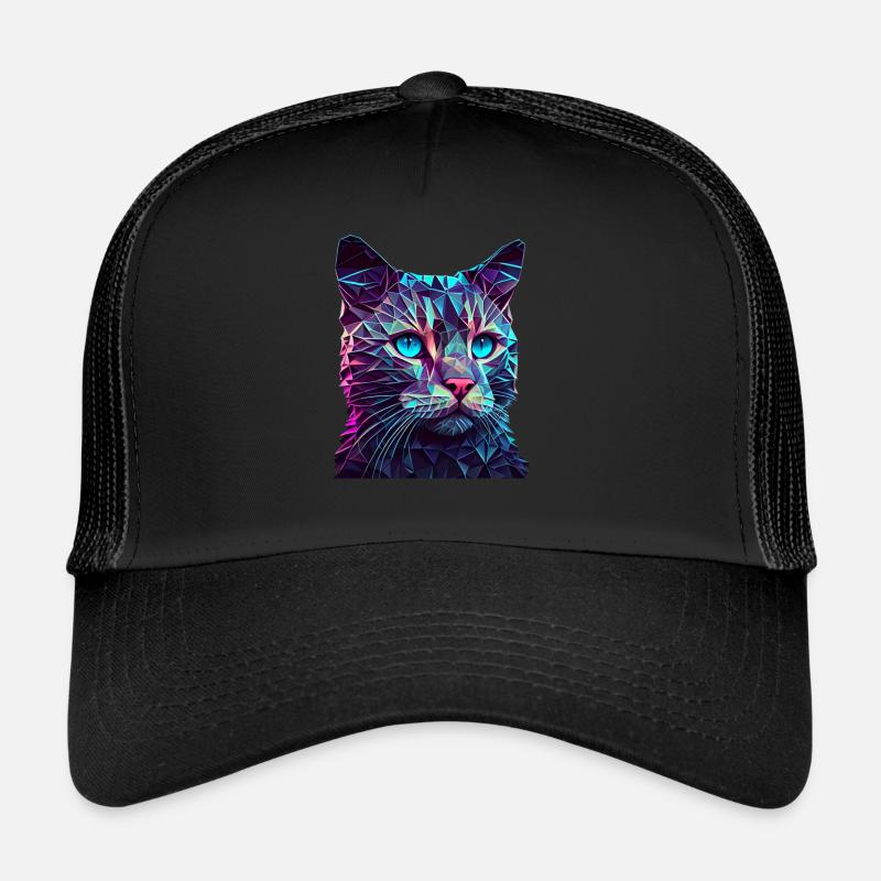 Katze Katzen Kätzchen Polygon Katze - Trucker Cap - Schwarz/Schwarz