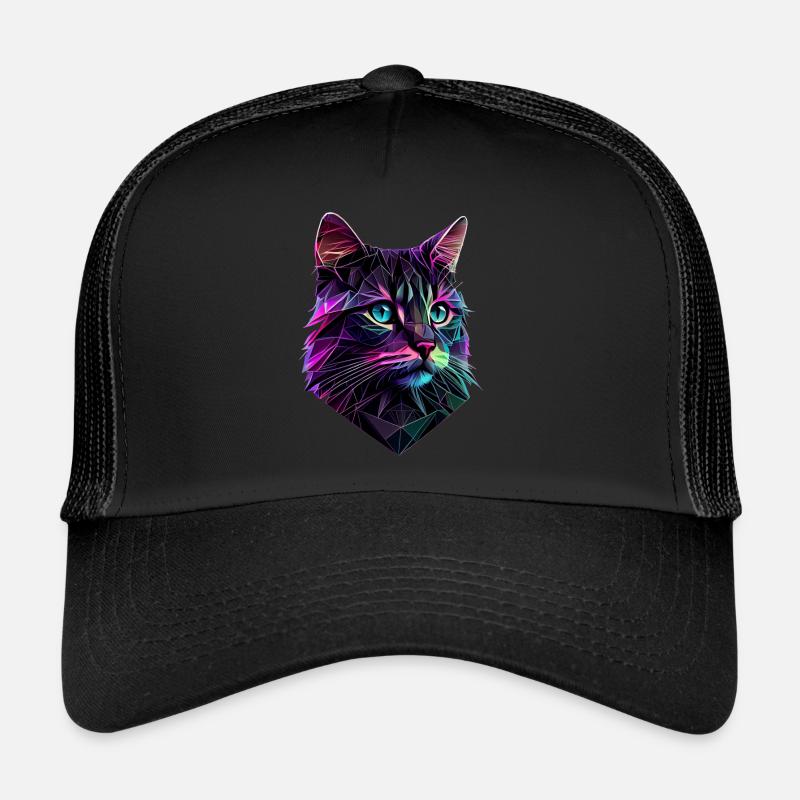 Katze Katzen Kätzchen Polygon Katze - Trucker Cap - Schwarz/Schwarz