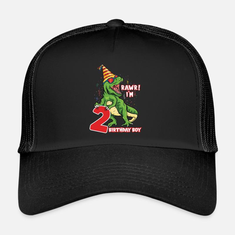 Rawr i'm 2 Birthday Boy Dinosaur Saurus Lover Trucker Cap