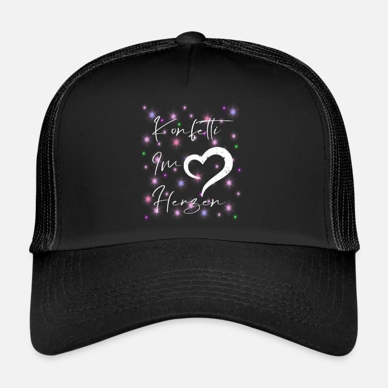 Konfetti im Herzen - Trucker Cap - Schwarz/Schwarz