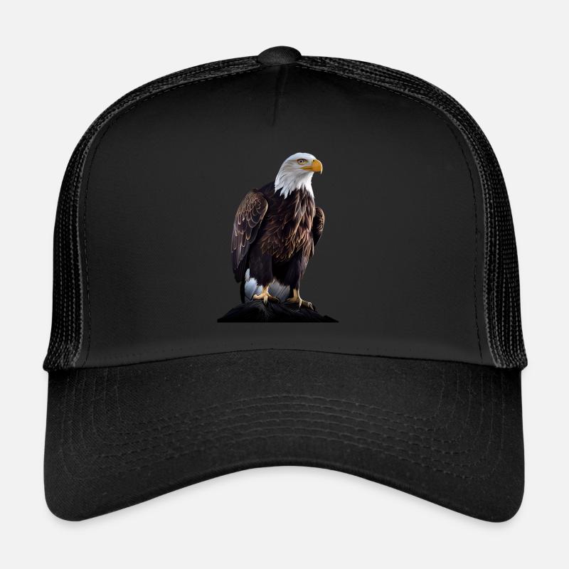 Cooles Polygon Design Mit Einem Weißkopfseeadler - Trucker Cap - Schwarz/Schwarz