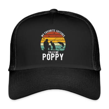 Pêche coquelicot Pêcheur pavillon américain Poppi - Casquette trucker  - noir/noir - Devant