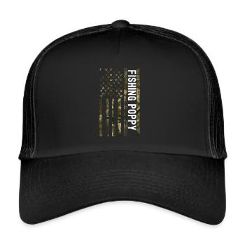 Pêche coquelicot Pêcheur pavillon américain Poppi - Casquette trucker  - noir/noir - Devant
