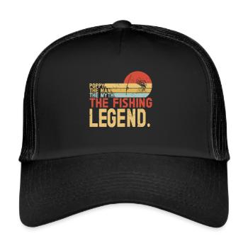 Pêche coquelicot Pêcheur pavillon américain Poppi - Casquette trucker  - noir/noir - Devant