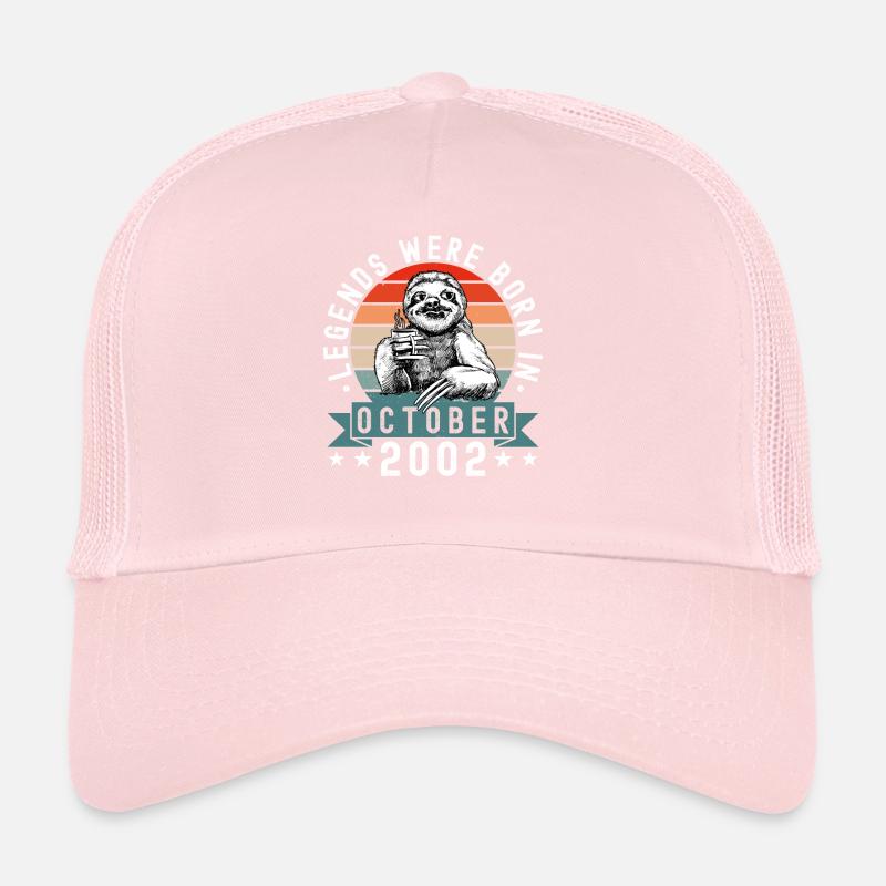 Legends Were Born In October 2002 Sloth Sloth Trucker Cap