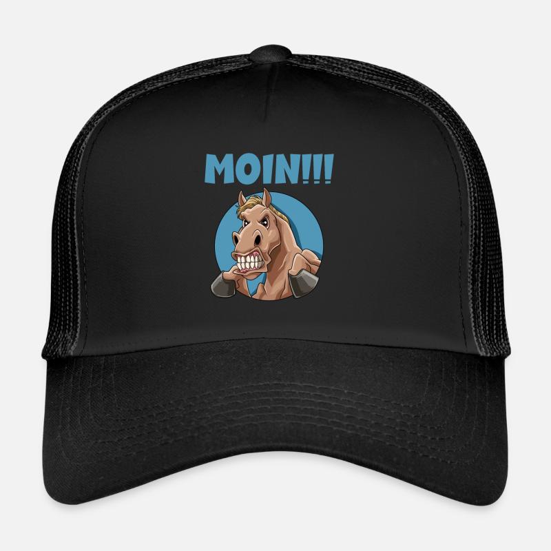 Pferd sagt wütend Moin - Trucker Cap - Schwarz/Schwarz