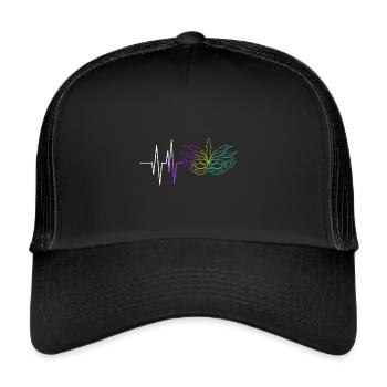 Heartbeat of Purple, Golden And Green Mask For - Trucker Cap - black/black - Front