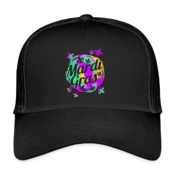 Fleur De Lis Logo For Mardi Gras - Trucker Cap - black/black - Front