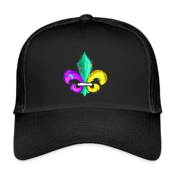 Purple, Green and Golden Fleur De Lis - Trucker Cap - black/black - Front