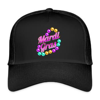Purple Lettering With Beads For Mardi Gras - Trucker Cap - black/black - Front