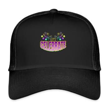 Lettering Let's Celebrate For Mardi Gras - Trucker Cap - black/black - Front