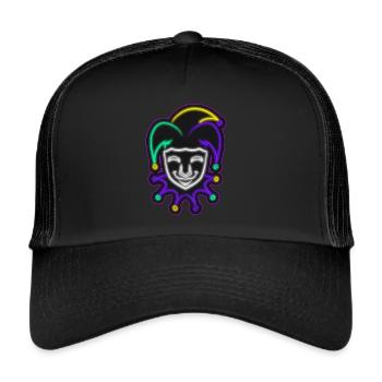 Jester Outline For Mardi Gras - Trucker Cap - black/black - Front