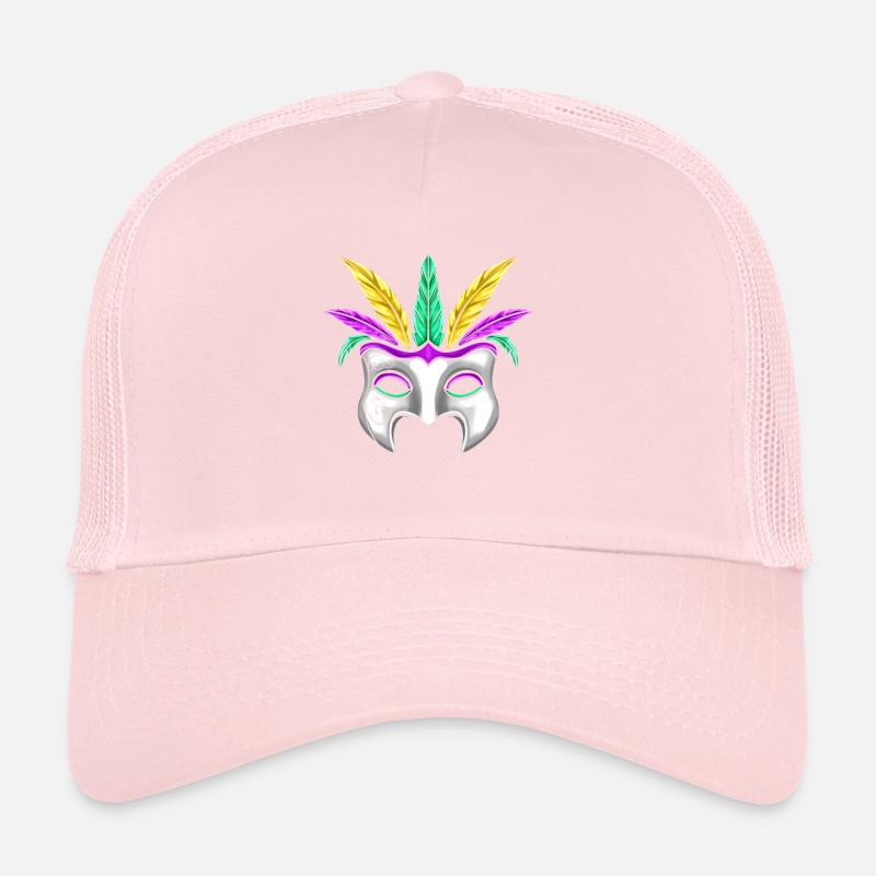 Masque blanc avec plumes pour Mardi Gras Casquette trucker 