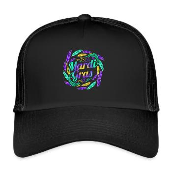 Lettering In A Circle Circule Of Feathers For - Trucker Cap - black/black - Front