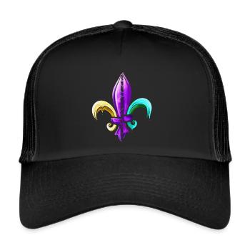 Golden, Purple And Green Fleur De Lis - Trucker Cap - black/black - Front