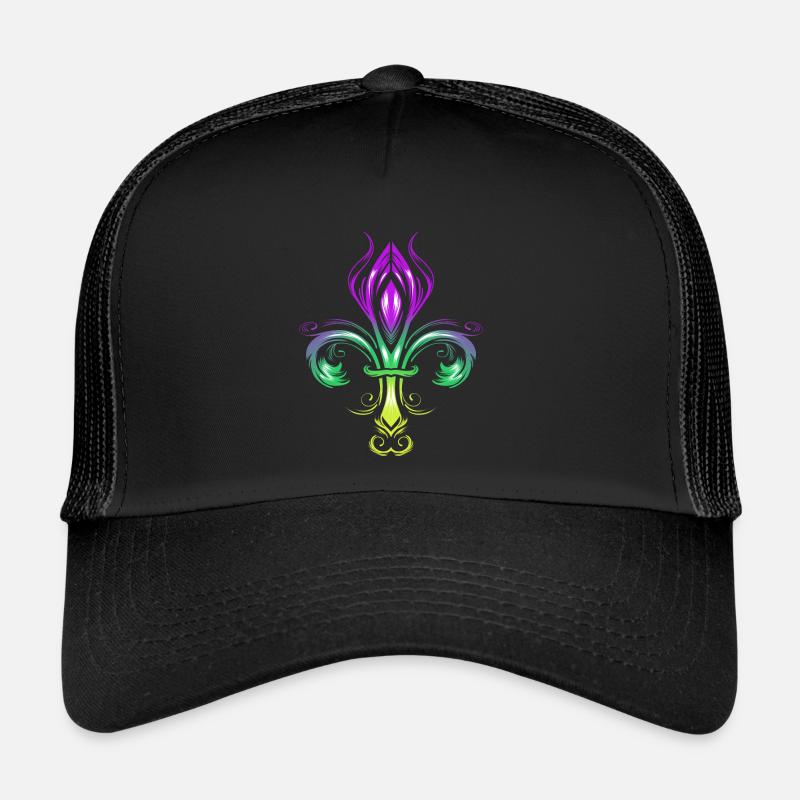 Fleur de Lis avec dégradé de couleurs en or, vert Casquette trucker 