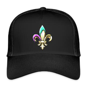 Golden fleur de lis with purple green and golden - Trucker Cap - black/black - Front