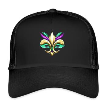 Combination Of Mask And Fleur De Lis For Mardi - Trucker Cap - black/black - Front