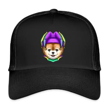 Cute Bear with Jester Hat for Mardi Gras - Trucker Cap - black/black - Front