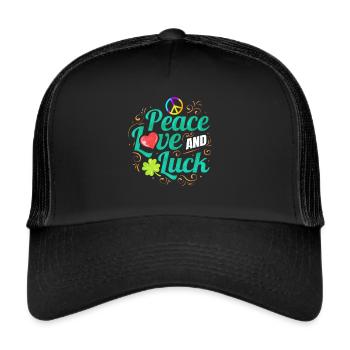 Shamrock Peace Love And Luck le jour de la Saint-Patrick - Casquette trucker  - noir/noir - Devant