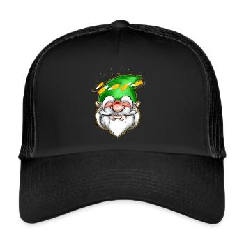 Gnome With Headache From Bottles On St Patricks - Trucker Cap - black/black - Front