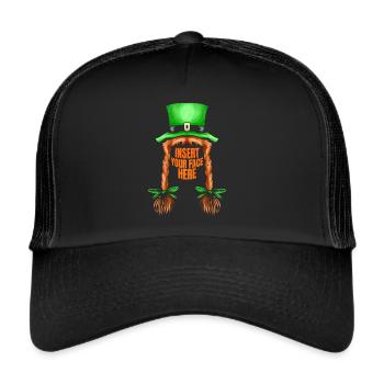Green Hat, Red Braids, Insert Your Face Here St - Trucker Cap - black/black - Front