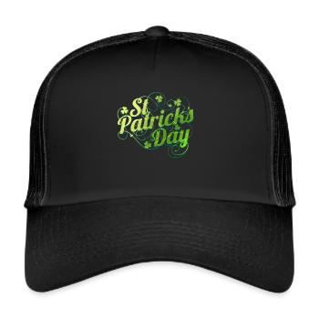 Shamrocks And Ornaments Logo For St Patricks Day - Trucker Cap - Schwarz/Schwarz - Vorne