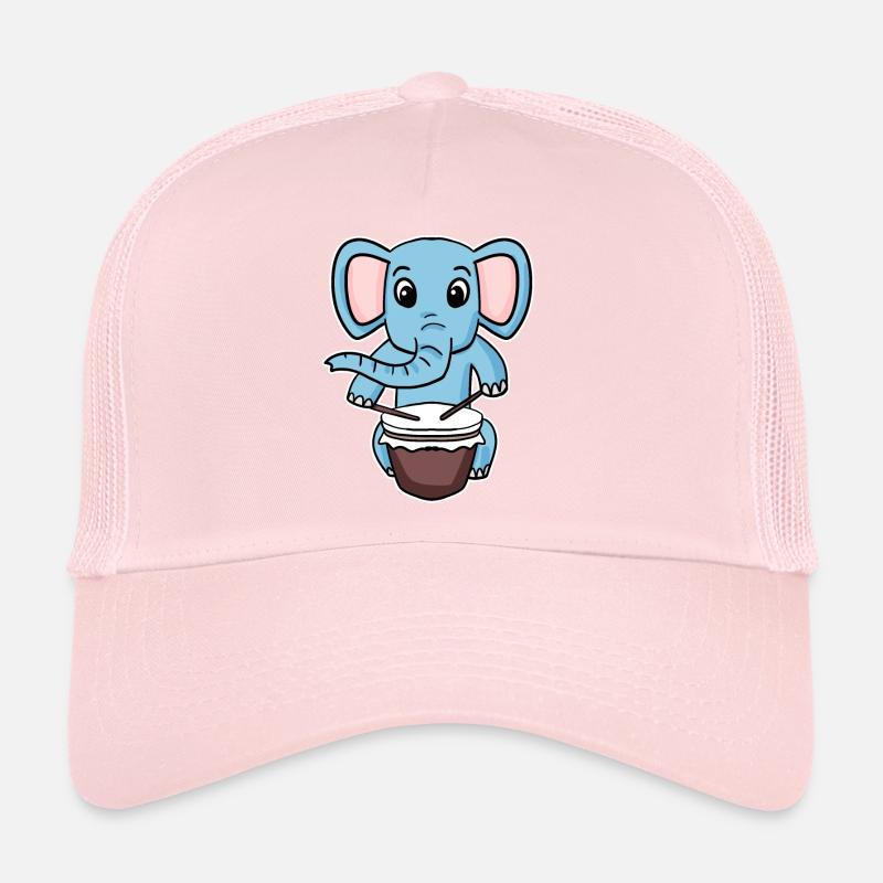 Elephant Drum Motif Trucker Cap