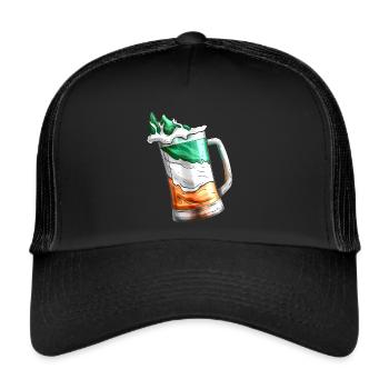 Irish Flag Coloured Glass Of Beer On St Patricks - Trucker Cap - Schwarz/Schwarz - Vorne