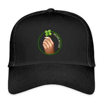 Holding My Luck Four Leaf Clover On St Patricks - Trucker Cap - Schwarz/Schwarz - Vorne