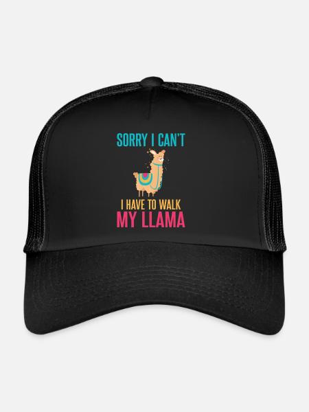 Lama Geschenk Lama Liebhaber Geschenk - Trucker Cap - Schwarz/Schwarz - Vorne