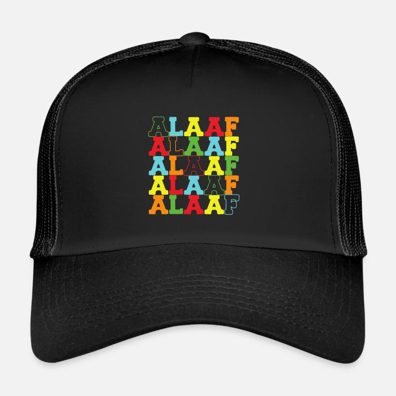 Alaaf Regenbogen bunter Schriftzug zum Karneval - Trucker Cap - Schwarz/Schwarz
