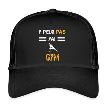 Je peux pas j'ai gym cadeau gymnaste - Casquette trucker  - noir/noir - Devant