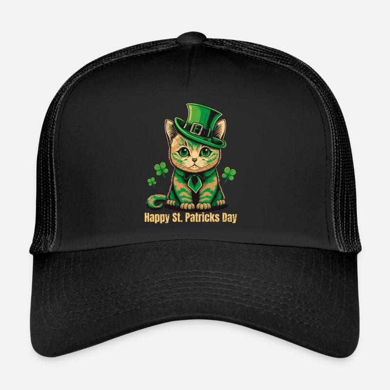 Bonne Saint-Patrick Chat irlandais vert Casquette trucker 